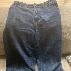 CJ Banks jean capris with floral detail